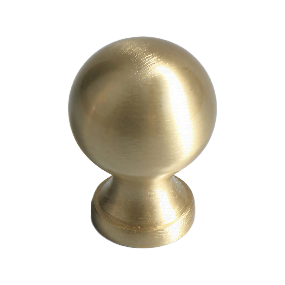 Brushed gold-tone spherical cabinet knob, option No. 18.