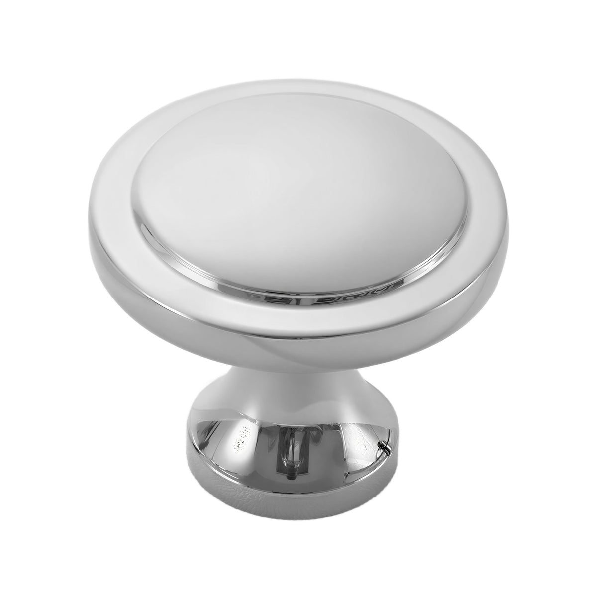 Solid brass cabinet knob, silver, 31 mm round.