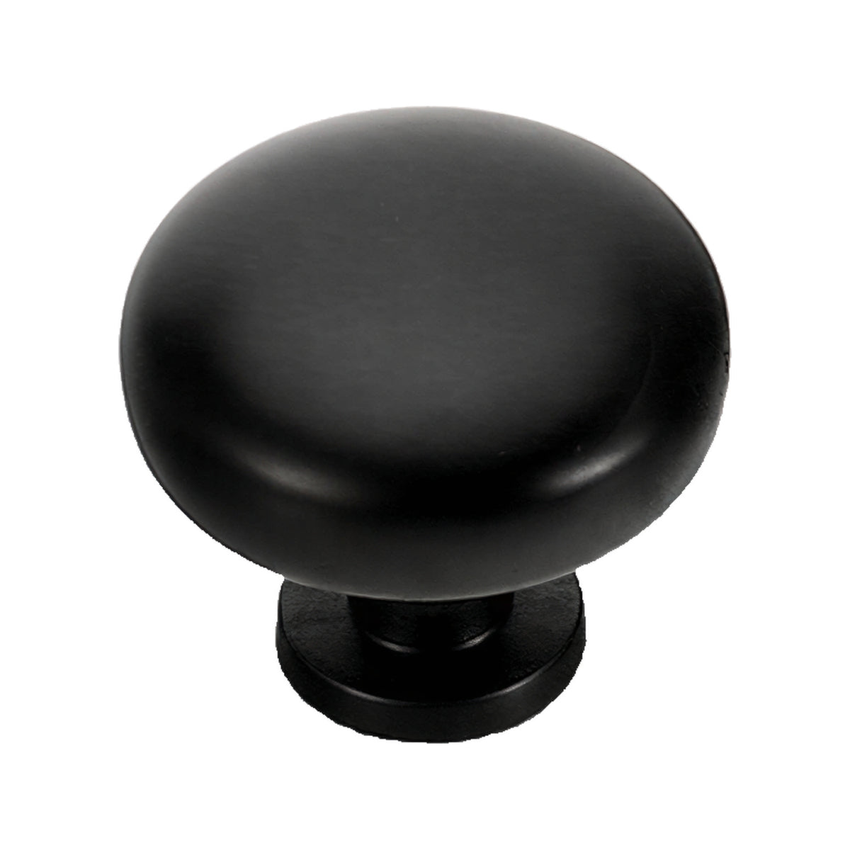 Smooth black round cabinet knob, option No. 1.