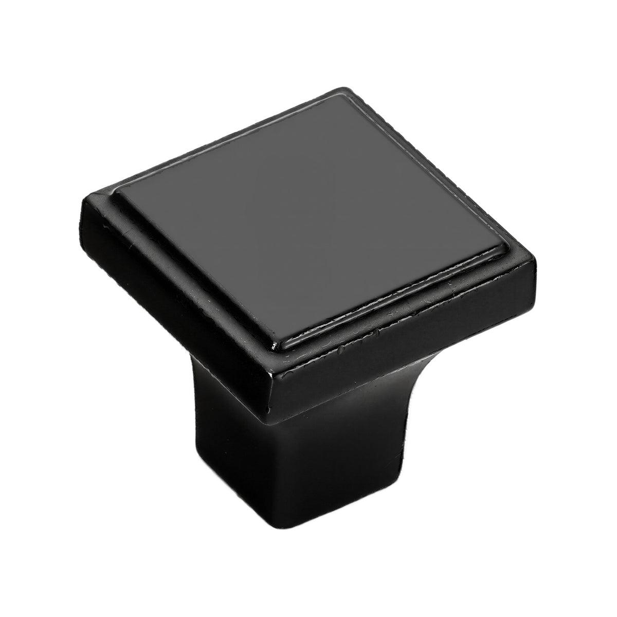 Metal cabinet knob, square black.