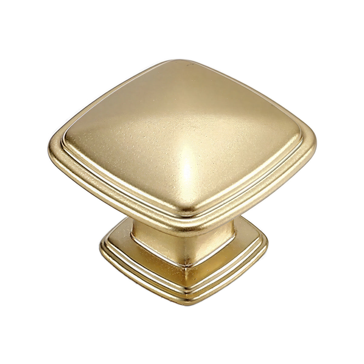 Gold-colored square cabinet knob with a domed top, Gold variant #7.