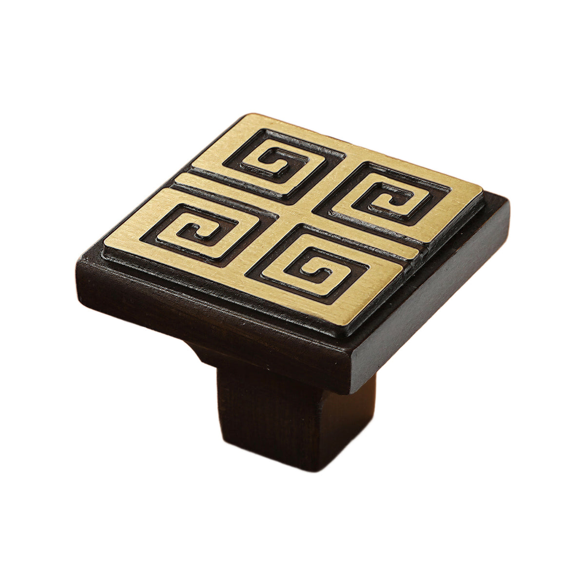 Solid brass cabinet knob, style #1, brown, 33 mm.