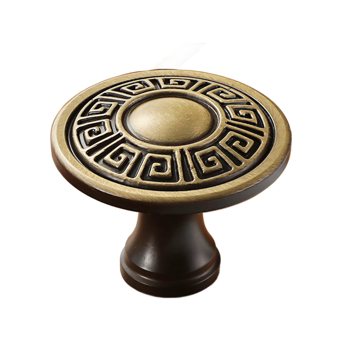 Solid brass cabinet knob, style #5, brown.