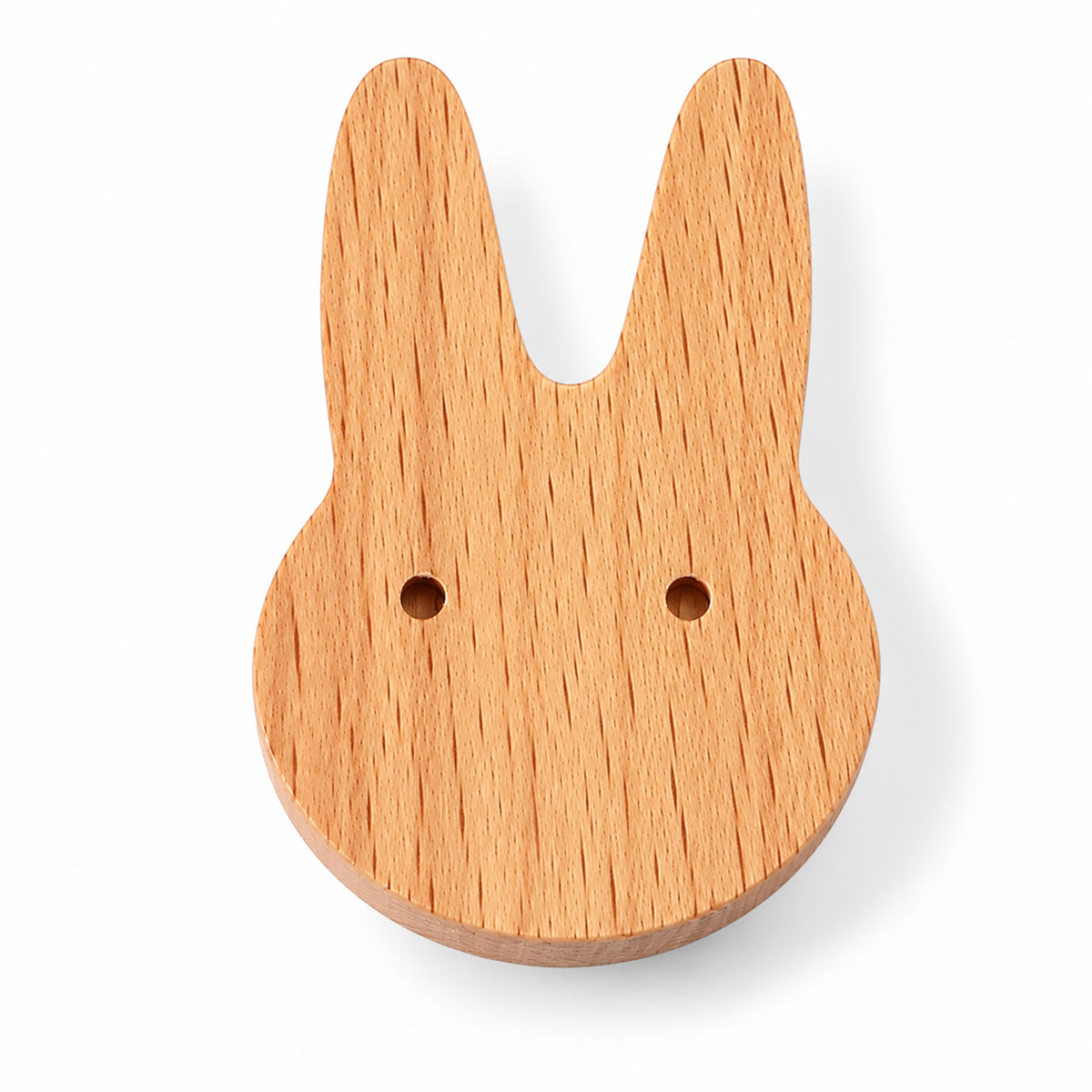 Rabbit-shaped wood cabinet knob or wall hook, style #10.