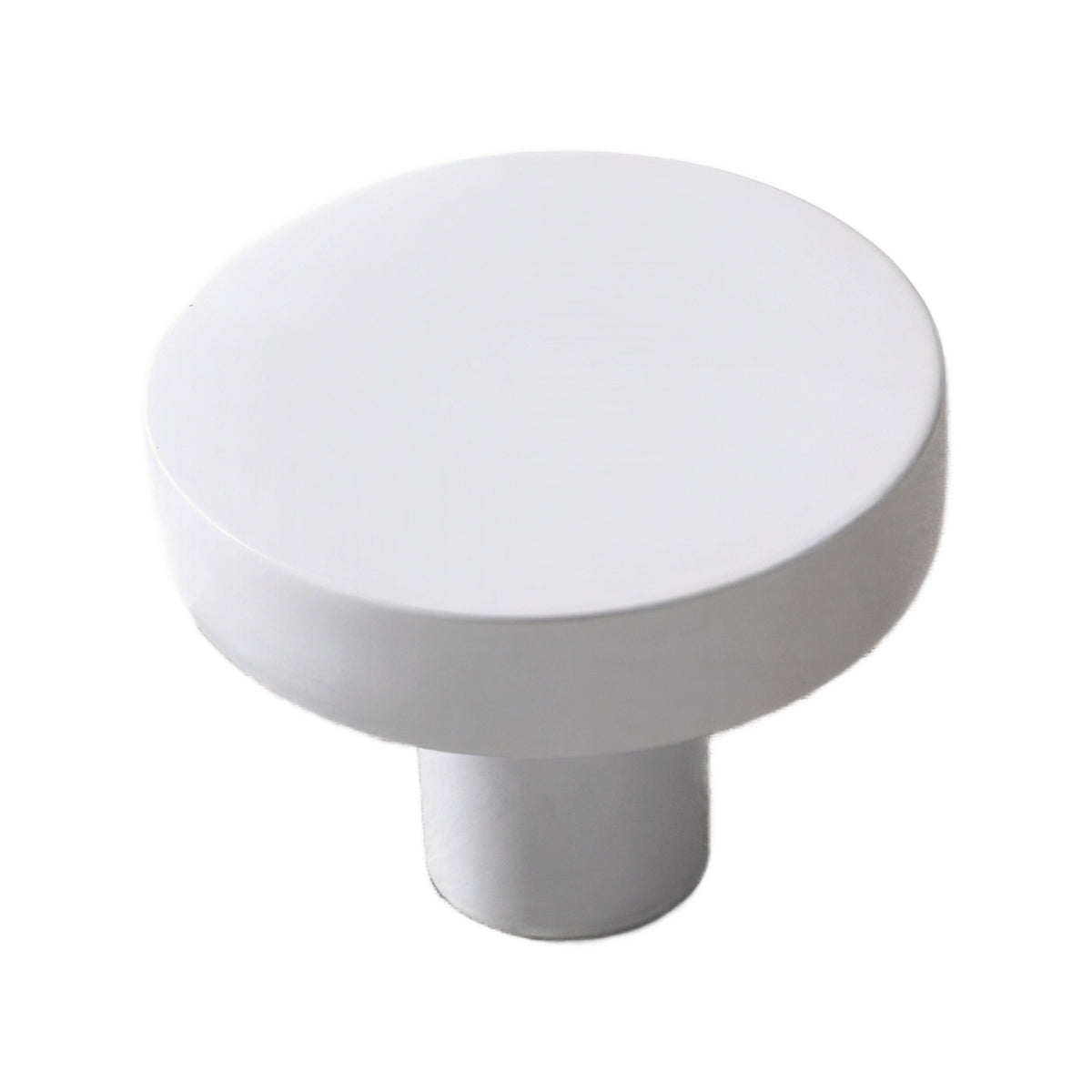 White round cabinet knob with a flat top, 30 mm.