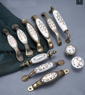 Ceramic Cabinet Pulls & Knobs - Antique Bronze Finish for Cabinets - #4 - 128mm / 1pc