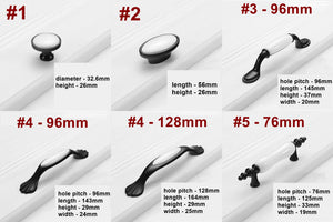 Ceramic Cabinet Pulls & Knobs - Black Finish Decorative Hardware - #2 / 1pc
