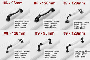 Ceramic Cabinet Pulls & Knobs - Black Finish Decorative Hardware - #3 - 96mm / 1pc