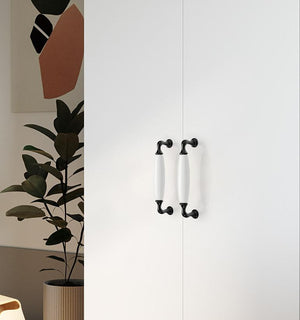 Ceramic Cabinet Pulls & Knobs - Black Finish Decorative Hardware - #6 - 128mm / 1pc