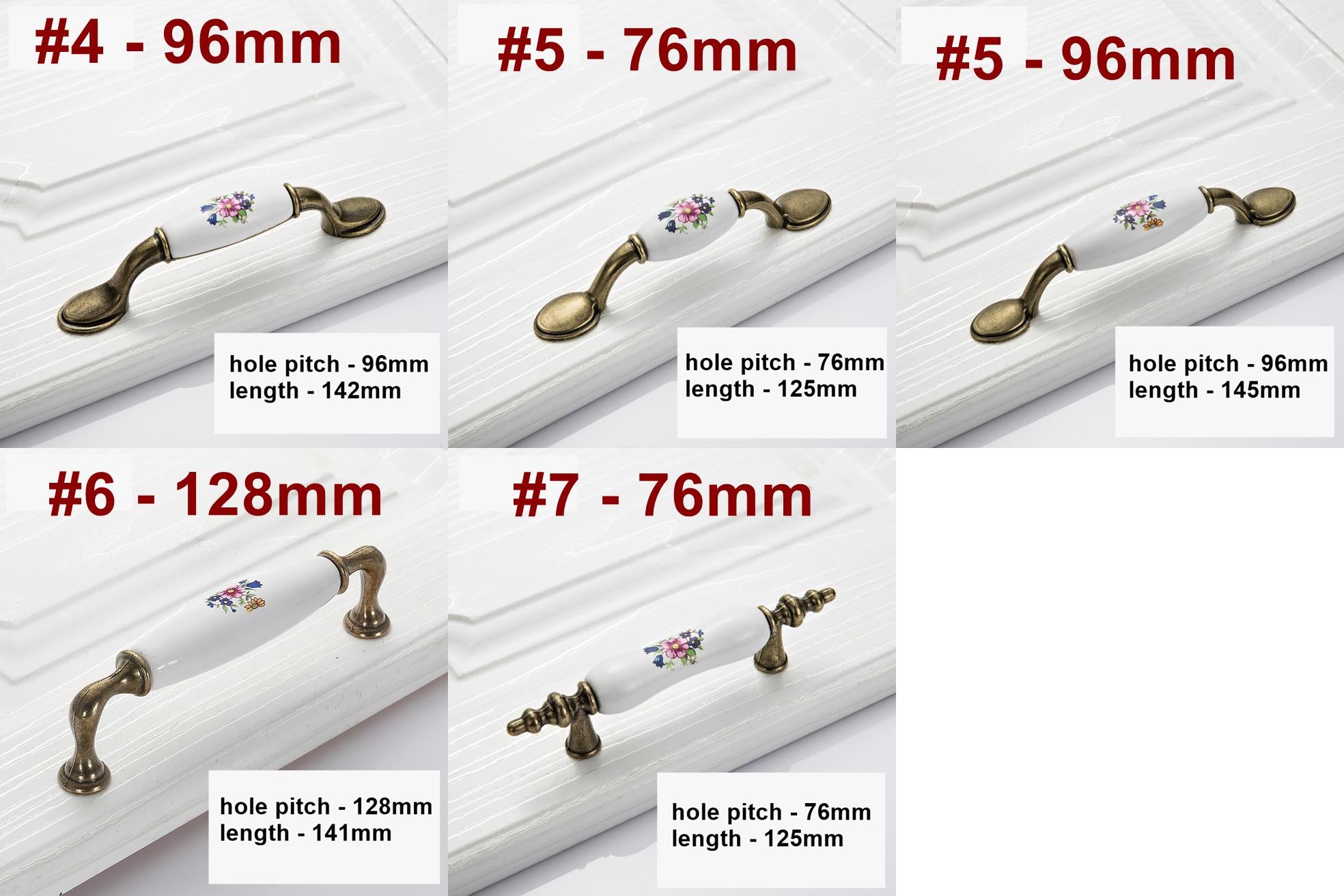 Ceramic Cabinet Pulls & Knobs - Bronze Finish Decorative Hardware - #2 / 1pc