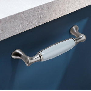 Ceramic Cabinet Pulls & Knobs - Brushed Nickel Finish for Cabinets - #3 - 160mm / 1pc