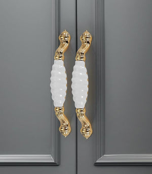Ceramic Round Cabinet Pulls & Knobs - White Finish for Wardrobes - #5 - 96mm / 1pc