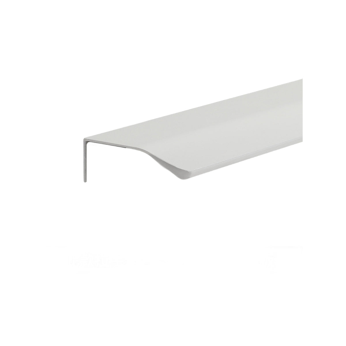 White L-shaped cabinet edge pull, 200 mm.