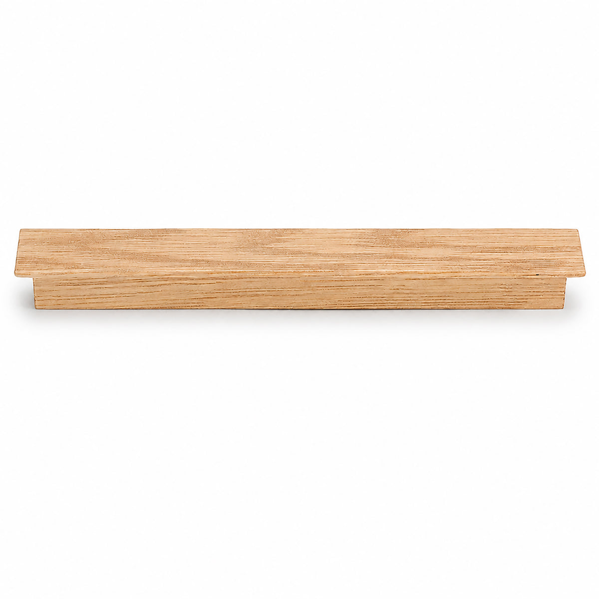 Oak wood finger pull with a slim curved grip, style #2, 160 mm mounting centers.