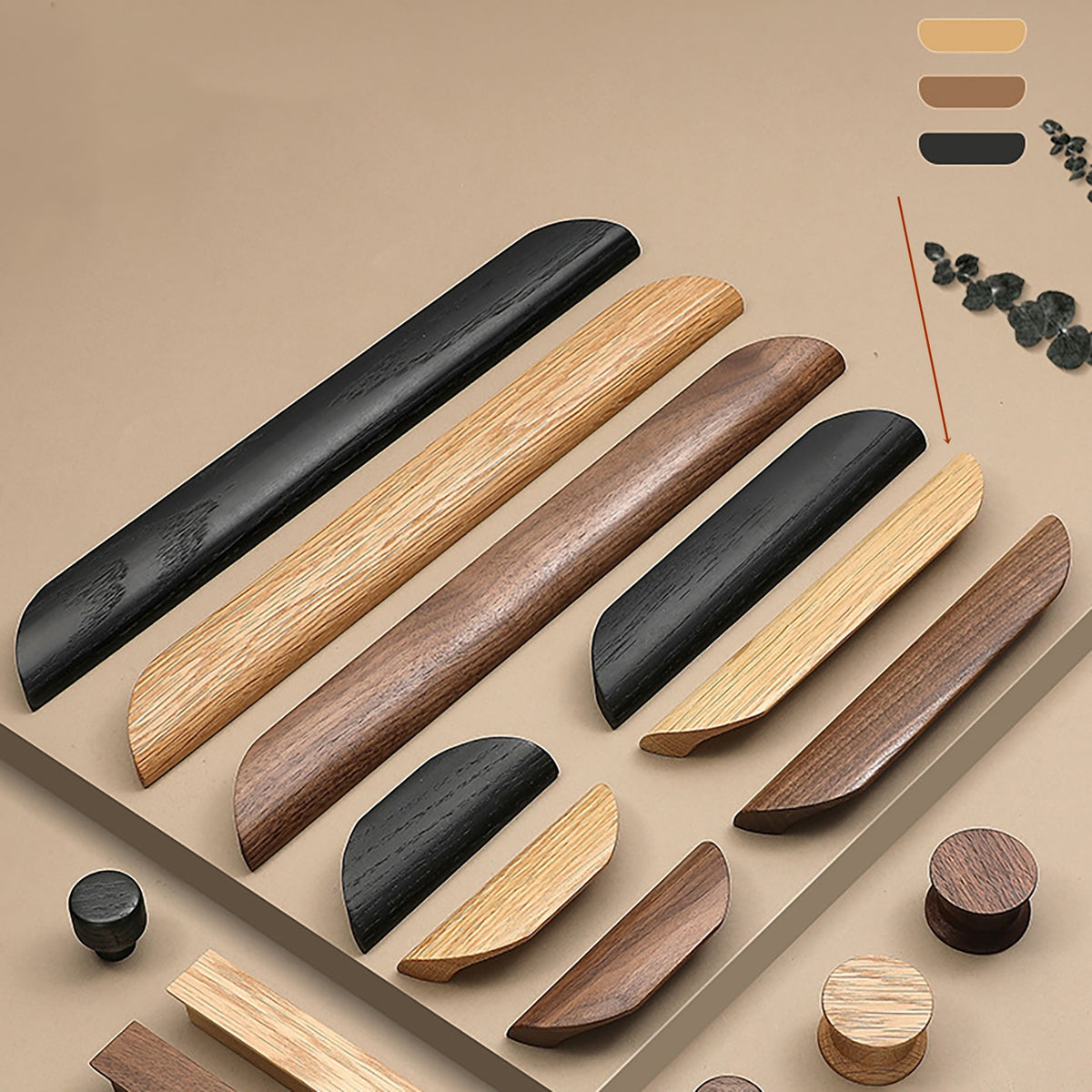 Additional view of oak wood cabinet finger pull, style #3 (160 mm option).