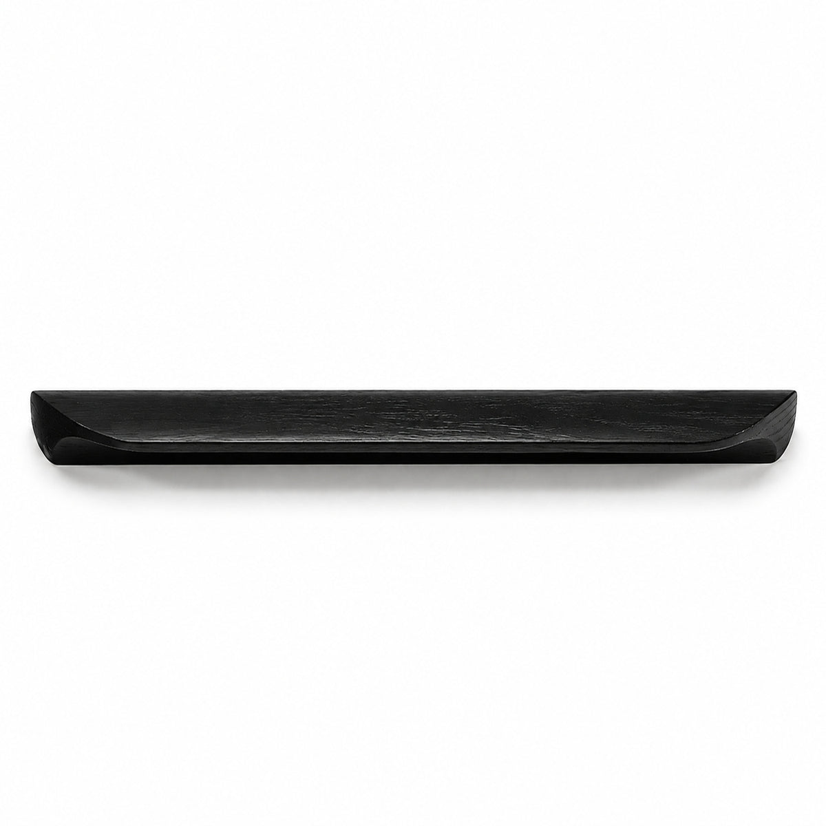 Black oak cabinet finger pull with a tapered grip, style #3 (320 mm hole centers).