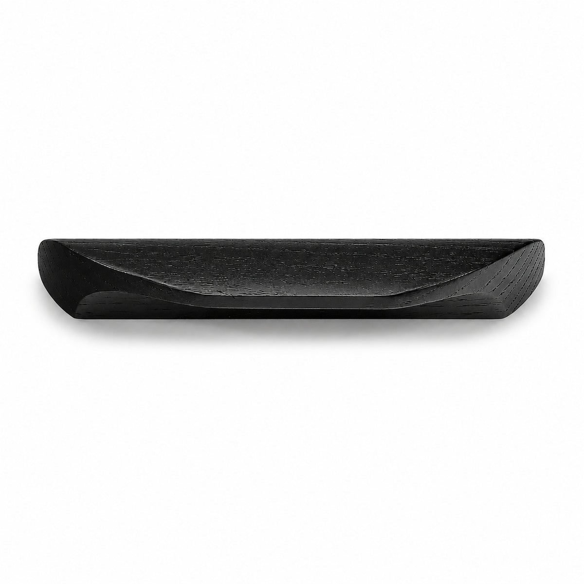 Black-finish oak wood cabinet finger pull, style #3 (64 mm option).