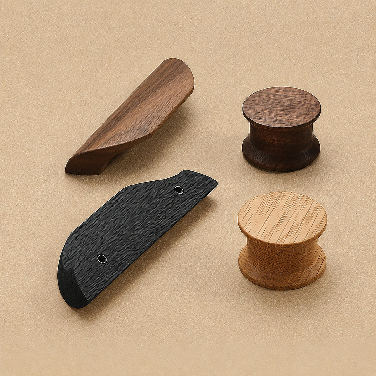 Additional view of black-finish oak wood cabinet finger pull, style #3 (64 mm option).