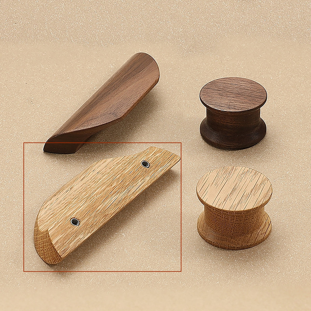 Additional view of oak wood cabinet finger pull, style #3 (64 mm option).