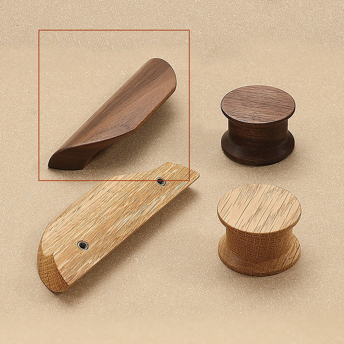 Additional view of walnut wood cabinet finger pull, style #3 (64 mm option).