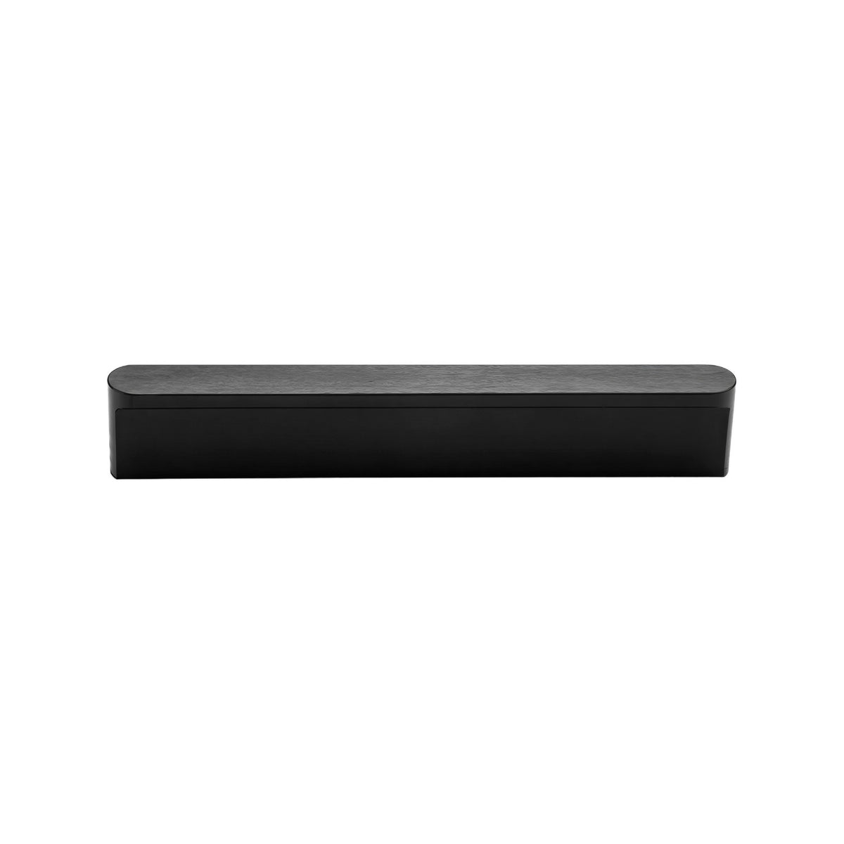 Black straight finger pull with a slim lipped edge, 96 mm.