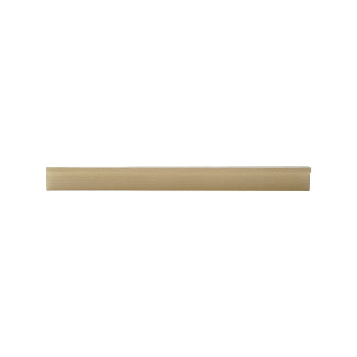 Brass-tone slim finger pull with a recessed grip, 128 mm, option No. 3.