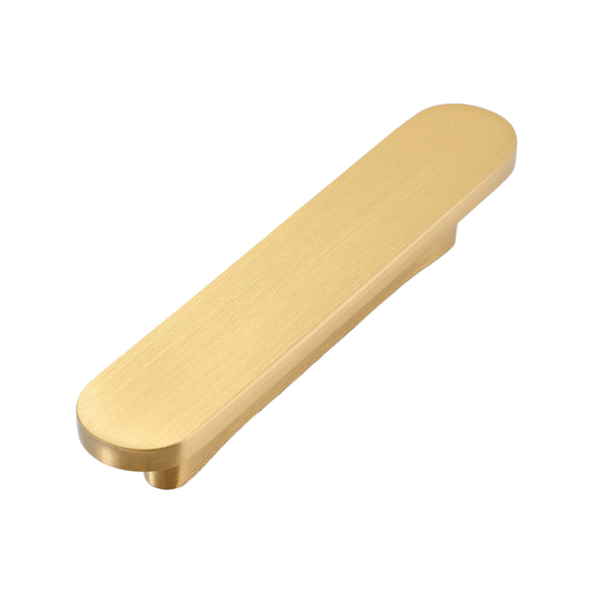 Brushed brass low-profile finger pull, 95 mm.