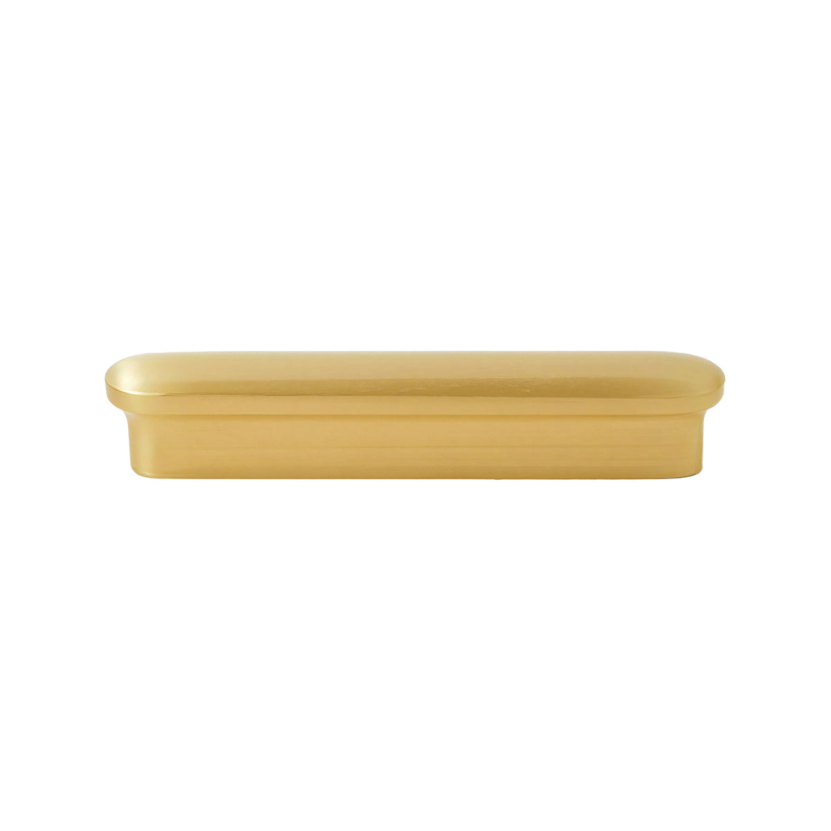 Brushed gold-tone finger pull with a rounded lip, 88 mm, option No. 1.
