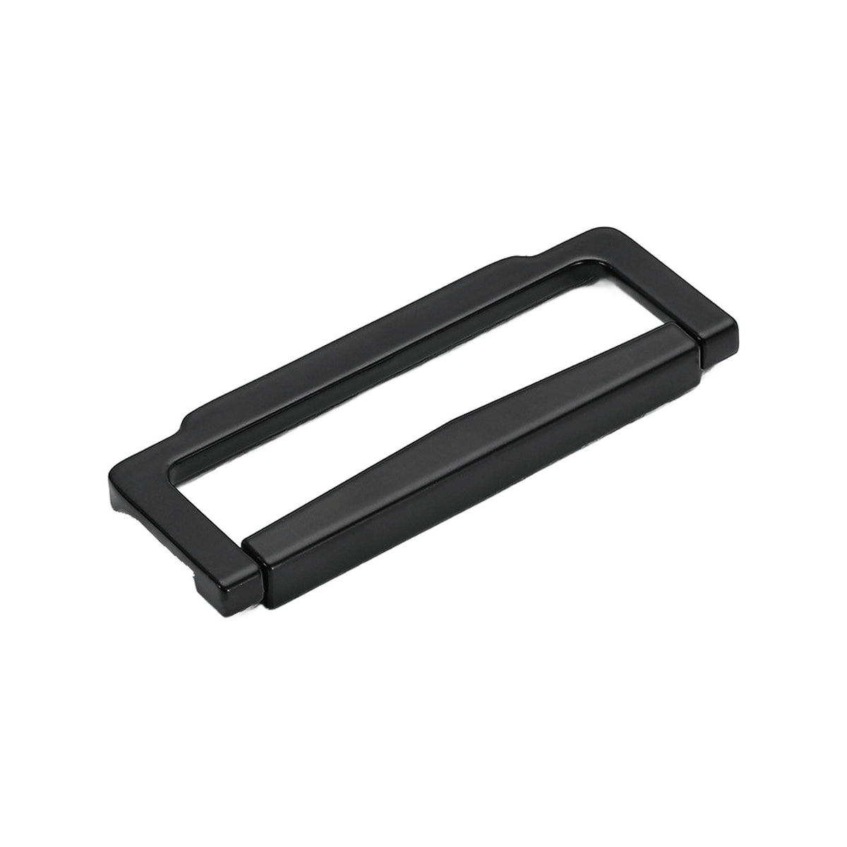 Black minimalist rectangular folding pull with a hinged bar, option No. 2, 64 mm.