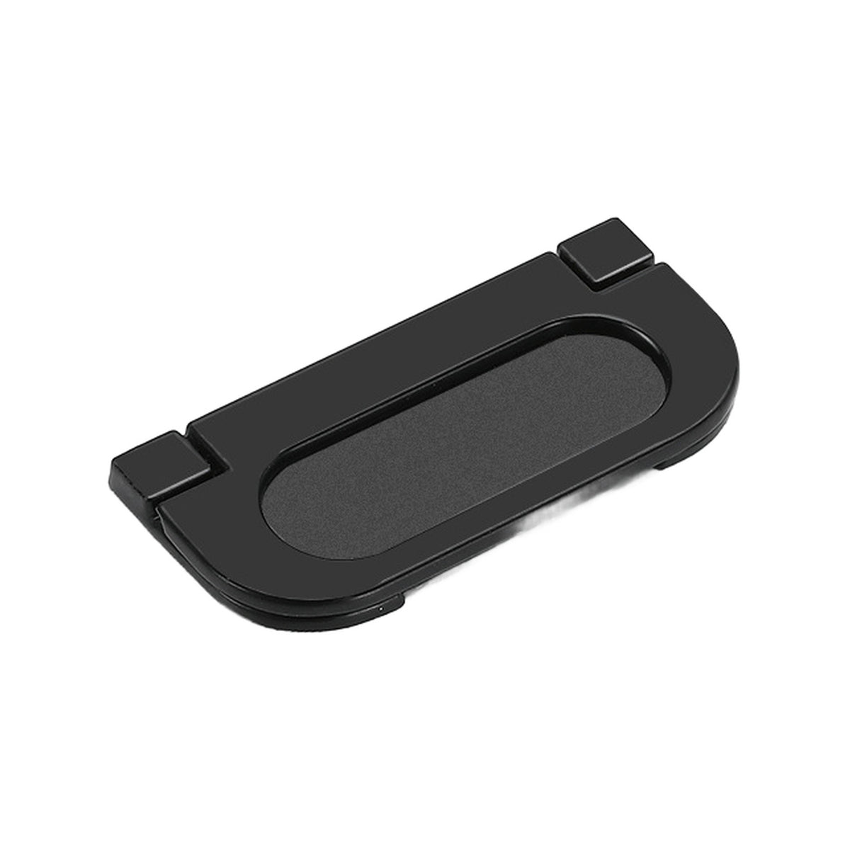 Black oblong folding pull with a recessed finger cup, option No. 1, 64 mm.