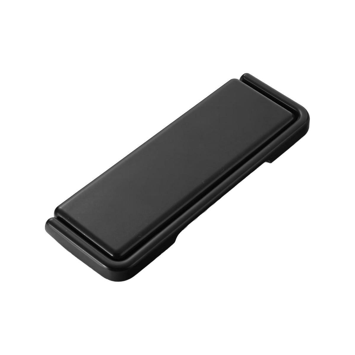 Black rectangular folding pull with a raised center panel, 115 mm.