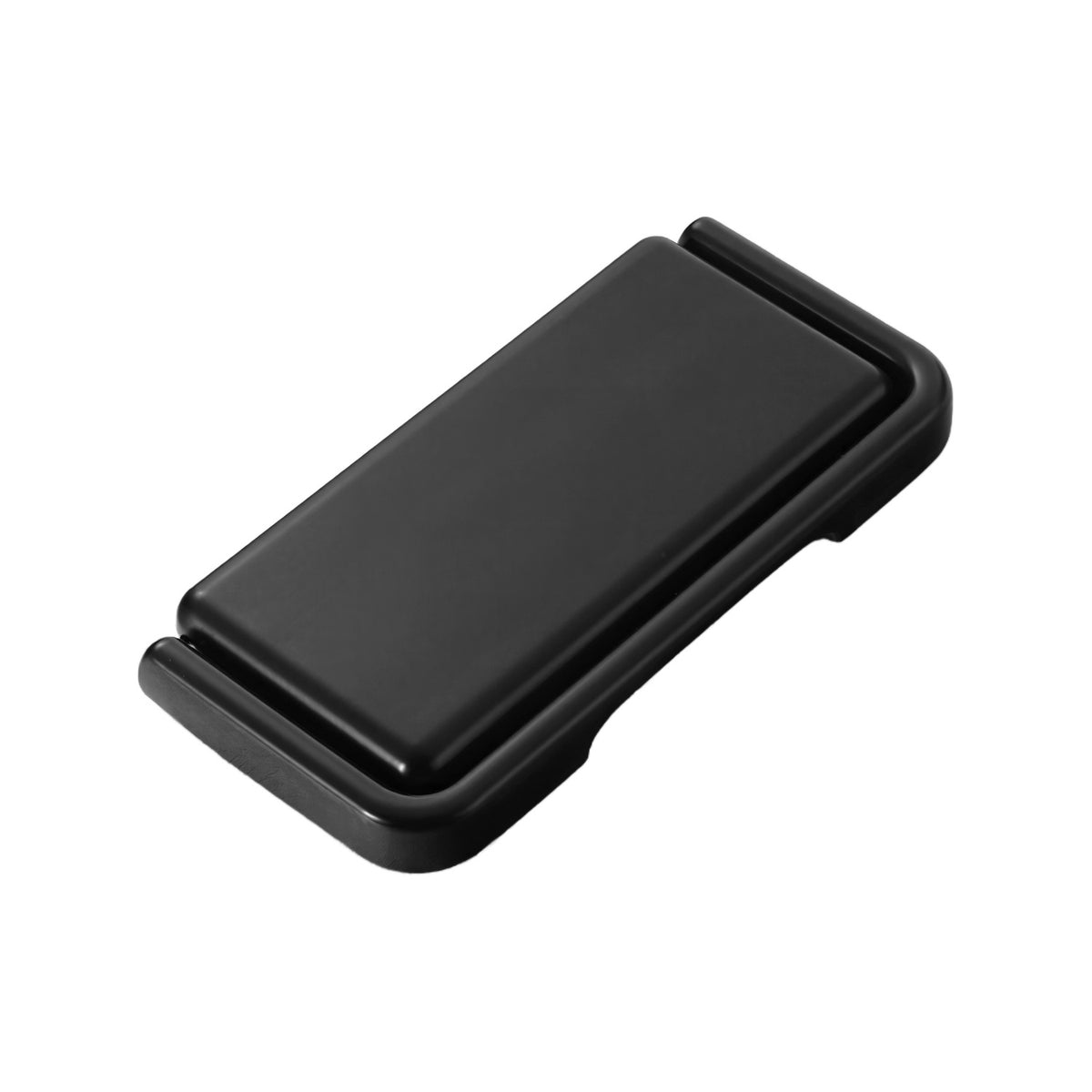 Black rectangular folding pull with a raised center panel, 83 mm.