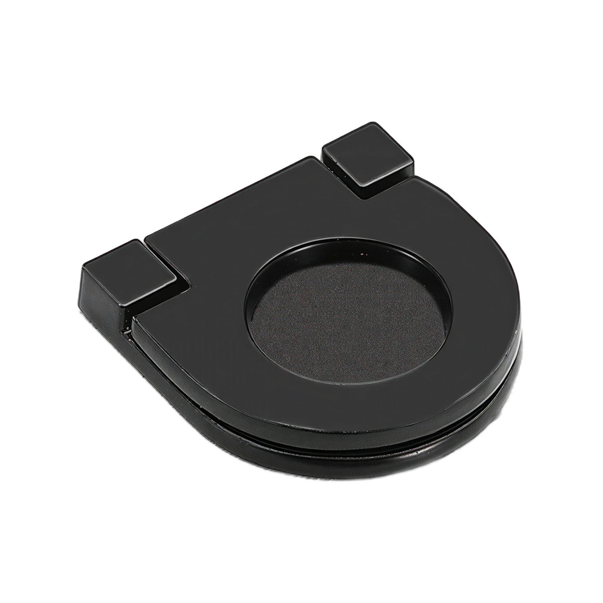 Black semicircular folding pull with a recessed round finger cup, option No. 1, 24 mm.