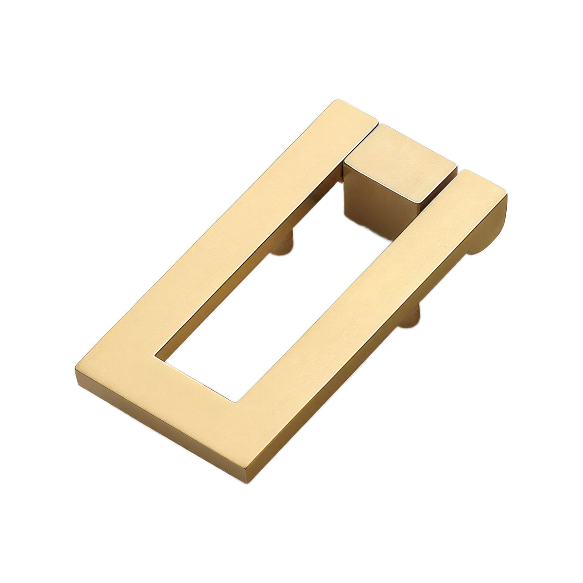 Brushed gold-tone folding pull with an open rectangular handle, option No. 6.