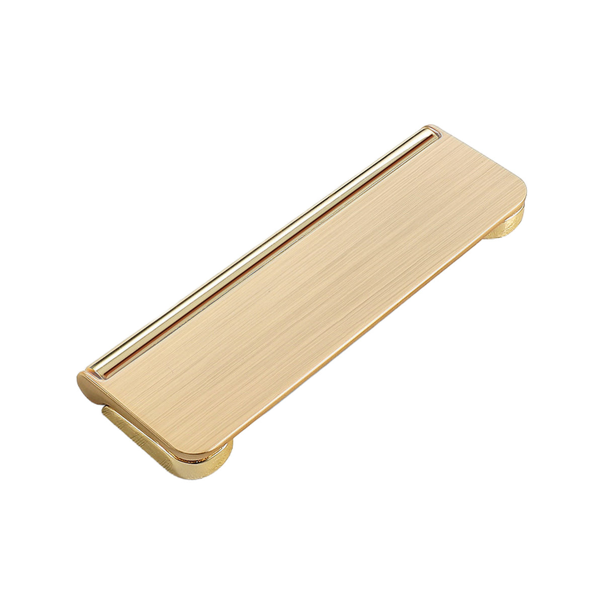 Gold-tone slim folding pull with rounded ends, style No. 3, 96 mm.