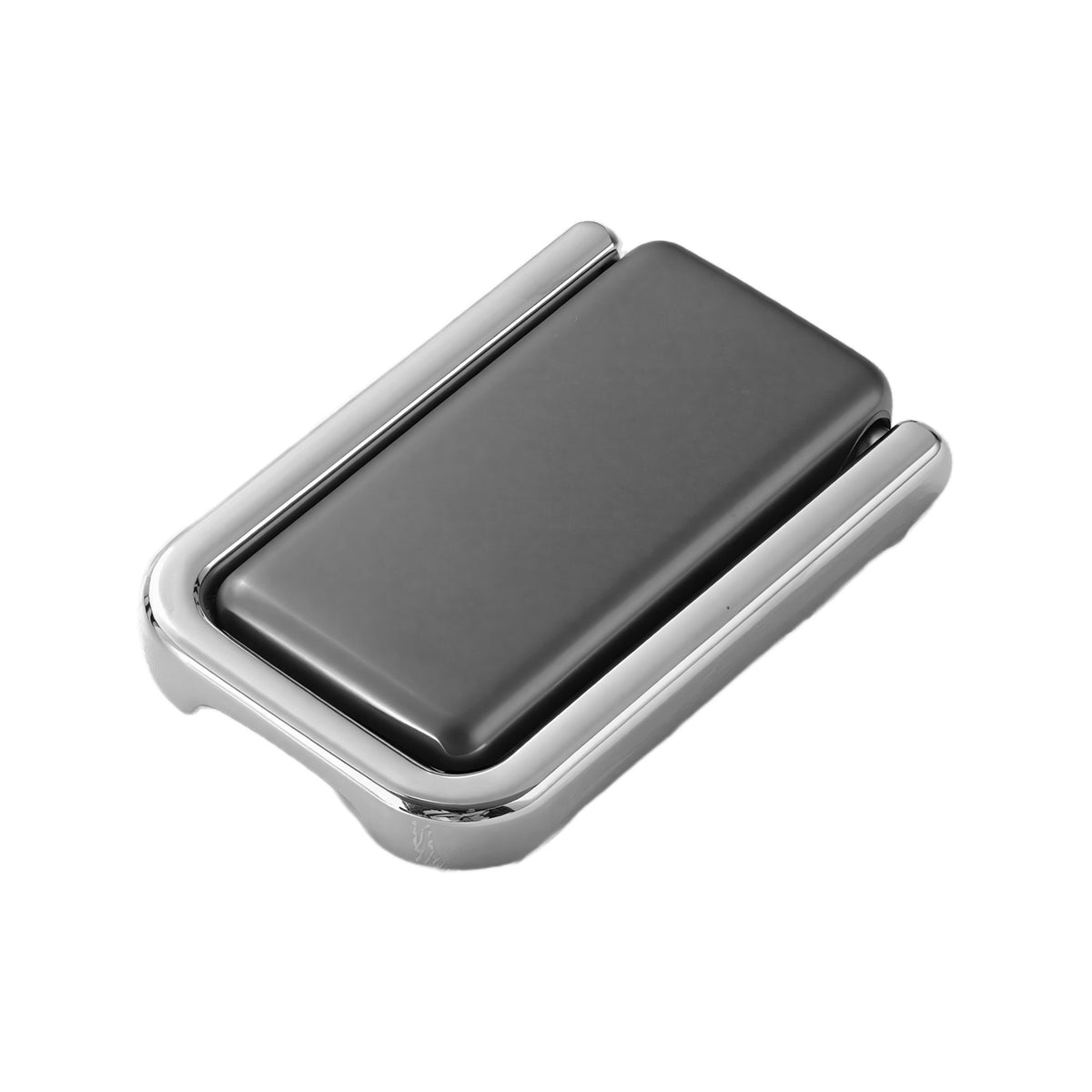 Gray rectangular folding pull with a silver-tone frame and raised panel, 40 mm.