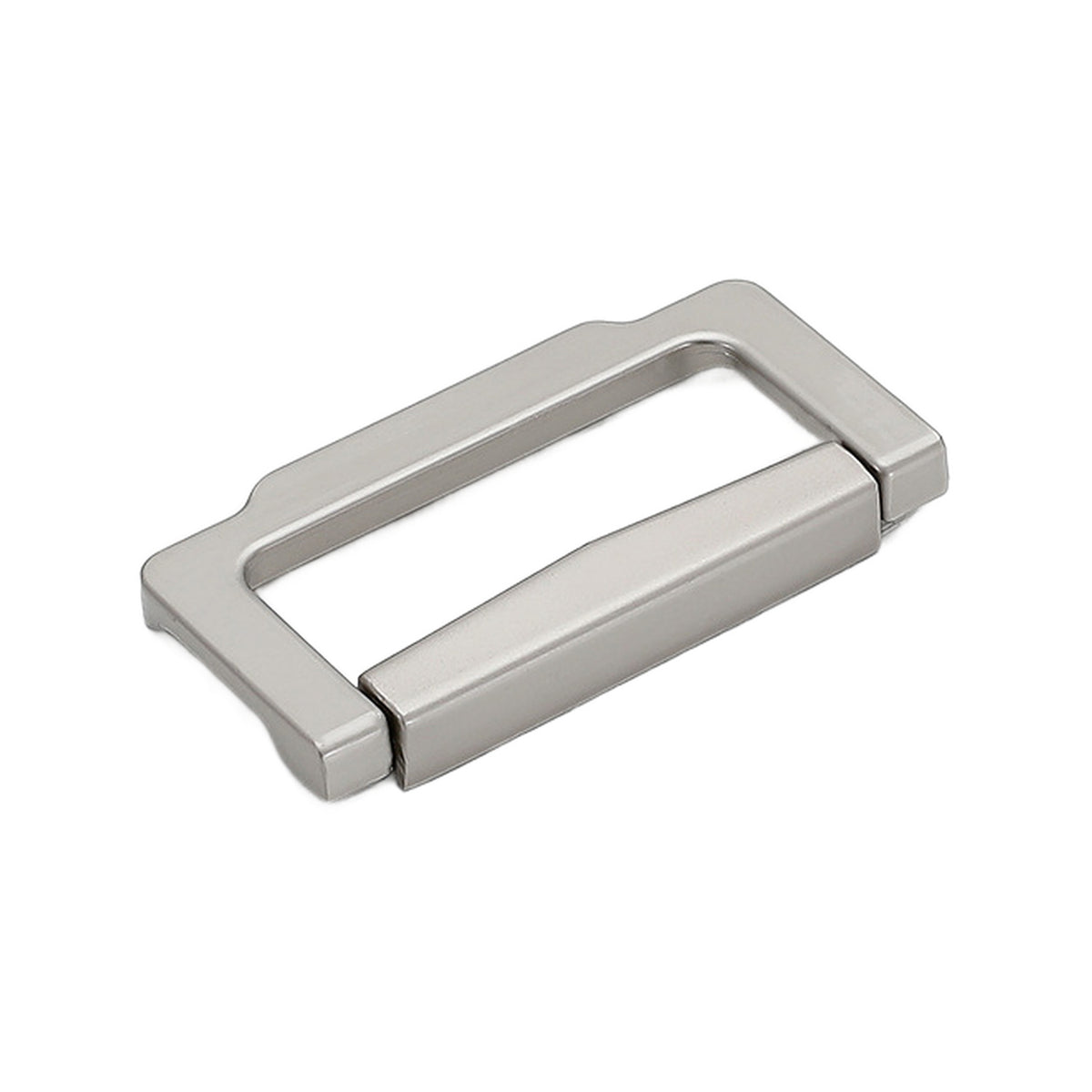 Matte silver-tone minimalist rectangular folding pull with a hinged bar, option No. 2, 32 mm.