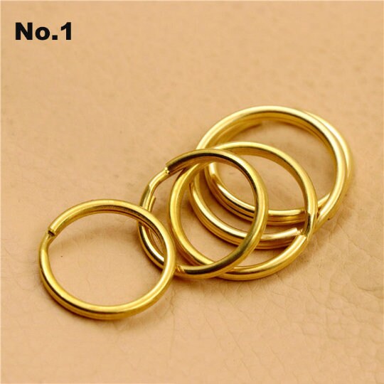 Round Flat Split Key Ring Solid Brass Hang Chain Hook DIY Craft Hardware 12 15 20 25 30 32 35 mm 1/2 5/8 13/16 1 1 3/16 1 5/16 1 7/16"