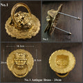Brass Lion Door Knocker Ring Pulls - Antique Bronze Finish Hardware - No.1 Ant.Brass 20cm / 1pc