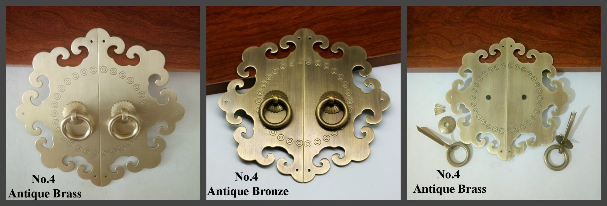 Ancient Vintage Antique Bronze/Brass Alloy Brass Round Big Flower Plate Handle Door Pull Knocker Knob Ring Furniture Decorative Cabinet
