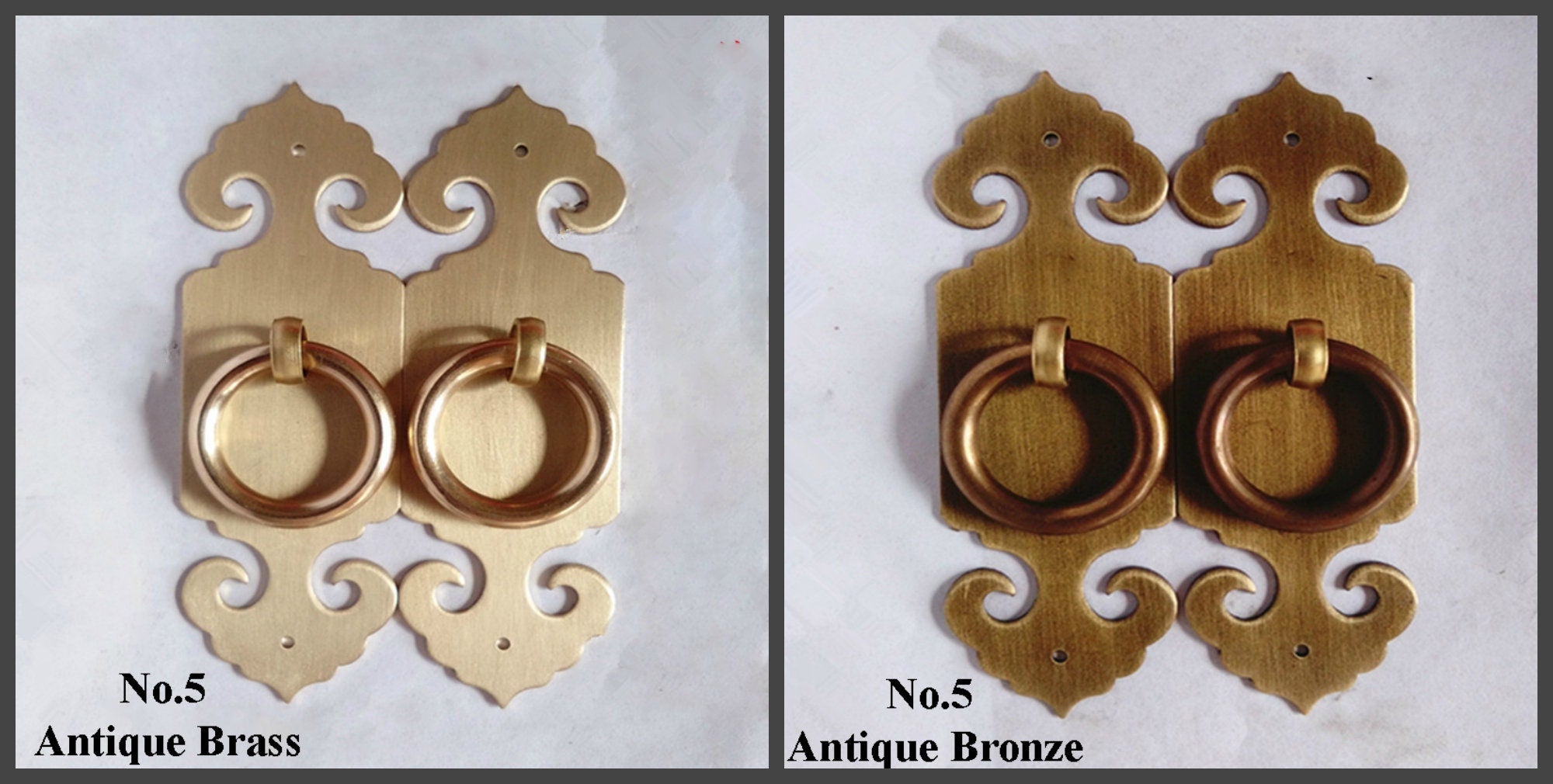 Zinc Alloy Round Door Knocker Ring Pulls - Antique Bronze Finish - #1-Screw Bronze 15cm / 5Sets