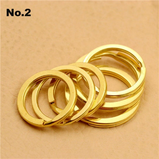 Round Flat Split Key Ring Solid Brass Hang Chain Hook DIY Craft Hardware 12 15 20 25 30 32 35 mm 1/2 5/8 13/16 1 1 3/16 1 5/16 1 7/16"