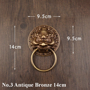 Brass Lion Door Knocker Ring Pulls - Antique Bronze Finish Hardware - No.1 Ant.Brass 16cm / 1pc