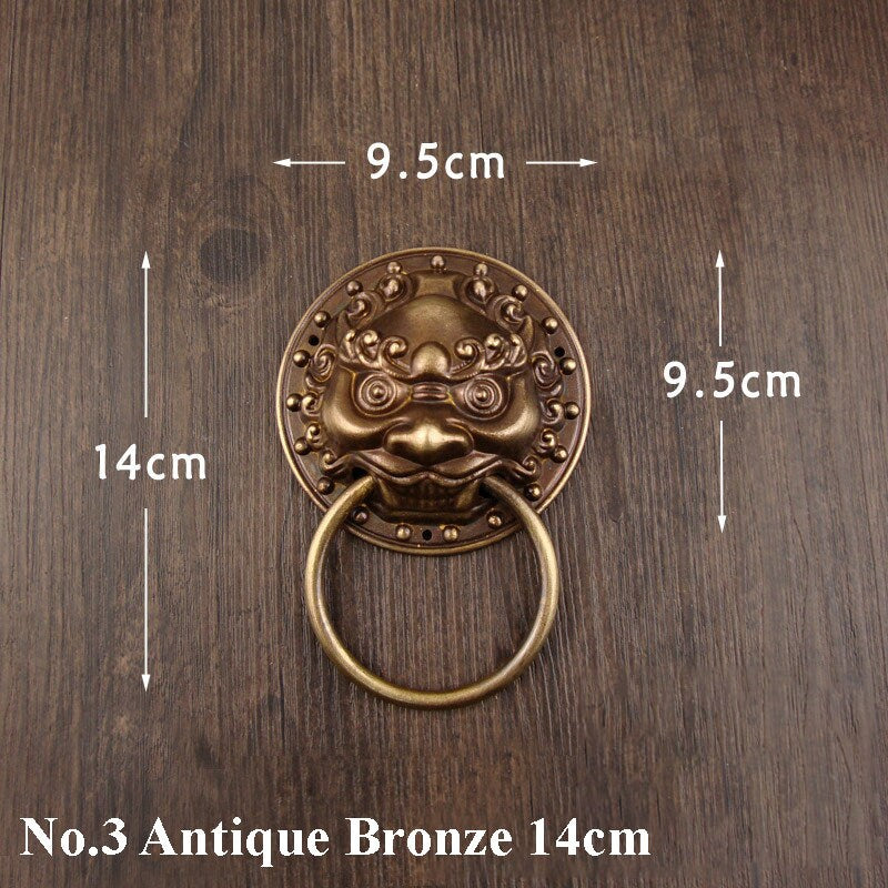 Brass Lion Door Knocker Ring Pulls - Antique Bronze Finish Hardware - No.1 Ant.Brass 16cm / 1pc