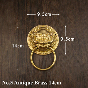 Brass Lion Door Knocker Ring Pulls - Antique Bronze Finish Hardware - No.1 Ant.Brass 16cm / 5pcs