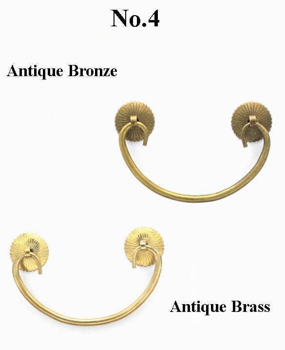 Ancient Antique Bronze/Brass Tone Zinc Plastic Brass Head Drop Ring Drawer Pull Handle Knob Decorative Door Cabinet Chinese Decor Knocker