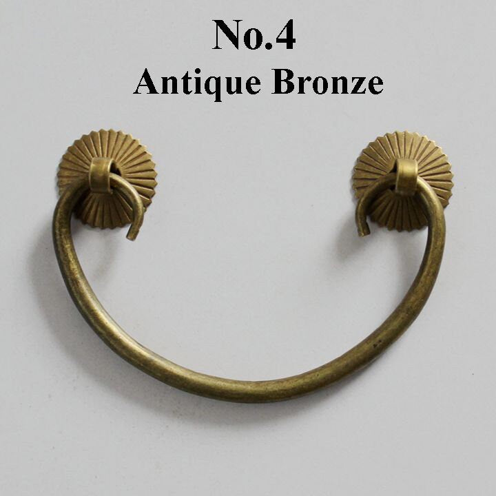 Ancient Antique Bronze/Brass Tone Zinc Plastic Brass Head Drop Ring Drawer Pull Handle Knob Decorative Door Cabinet Chinese Decor Knocker