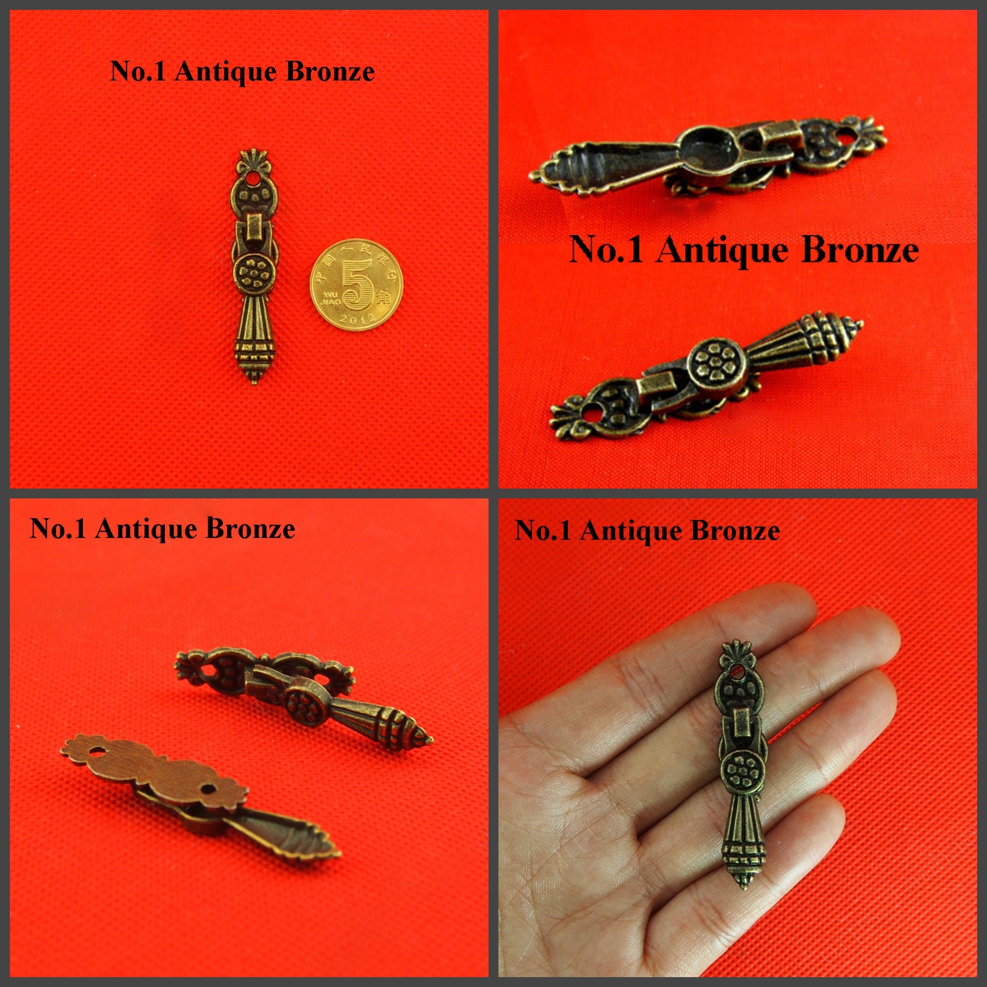 Ancient Antique Bronze/Brass Gold Tone Zinc Iron Brass Round Big Lion Flower Drop Ring Drawer Pull Handle Knob Door Cabinet Decor Knocker