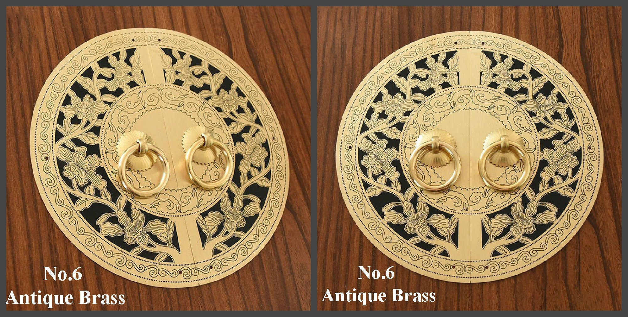 Ancient Vintage Antique Bronze/Brass Alloy Brass Round Big Flower Plate Handle Door Pull Knocker Knob Ring Furniture Decorative Cabinet
