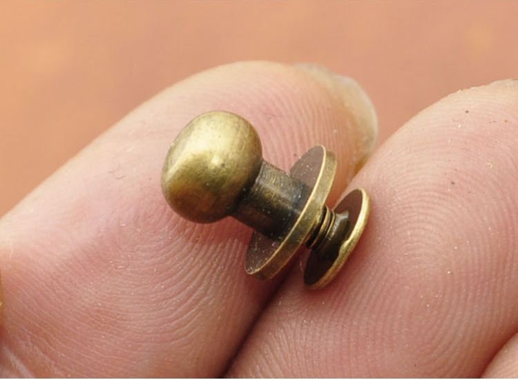 Small Round Screw Drop Drawer Pull Handle Knob Sam Browne Button Ancient Vintage Antique Bronze Silver Furniture Door Cabinet Decor
